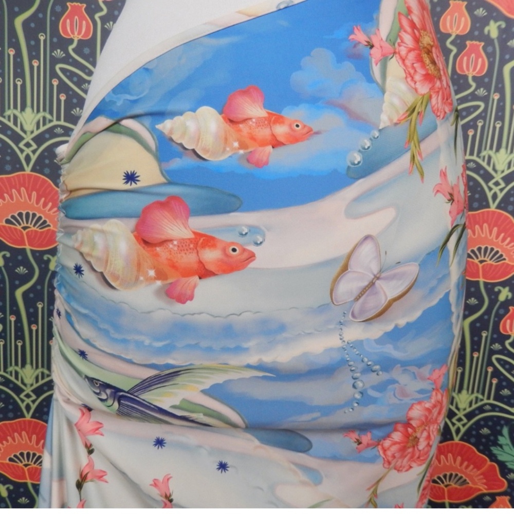 Agua Bendita Gwen Nacar Midriff Cut Out Bandeau Resort Long Swimwear Dress Nwt - Picture 6 of 10